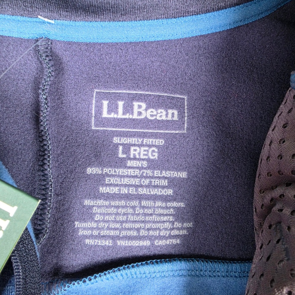 L.L.Bean Mountain Fleece Pullover Mens L Blue Navy 1/2 Zip Colorblock NWT - Picture 3 of 8